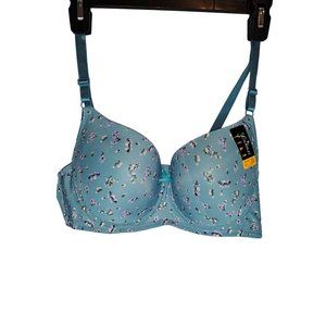 Lukasi 38DD Blue Floral Print Padded T-shirt Bra